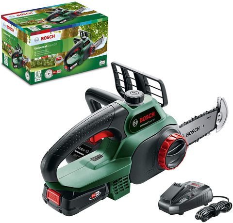 Main view of the Bosch UniversalChain 18 Cordless Chainsaw.