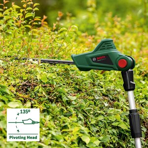 Bosch UniversalHedgePole Cordless Hedge Cutter in use.
