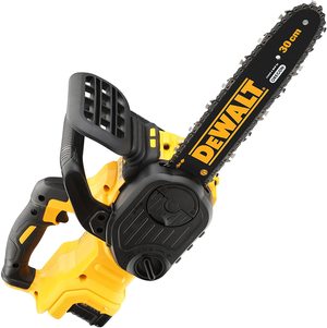 Angled view of the DEWALT DCM565P1 18V XR Brushless Chainsaw.