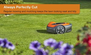 Flymo EasiLife 150 GO Robotic Lawn Mower in use.