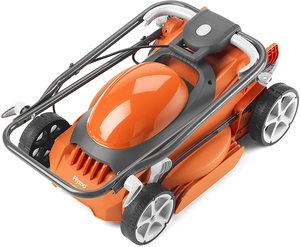Storing the Flymo EasiStore 340R Electric Rotary Lawn Mower.