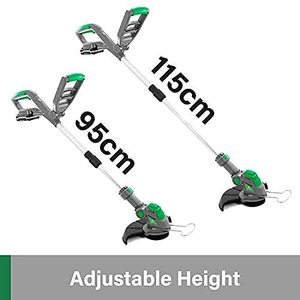 Gracious Gardens Cordless Strimmer's adjustable height.