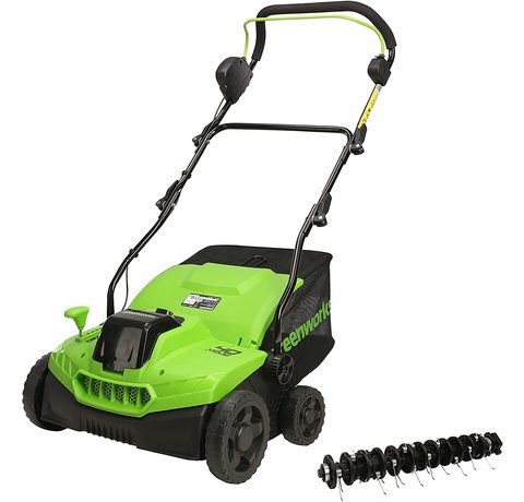 Main view of the Greenworks 2-in-1 Cordless Scarifier and Aerator.