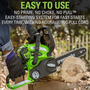 Greenworks Cordless Chainsaw is easy to use.