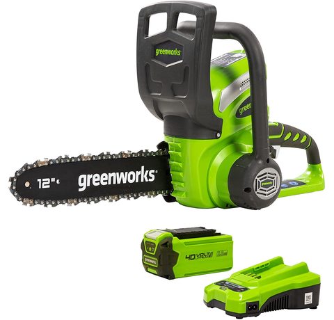 Main view of the Greenworks Cordless Chainsaw.