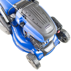 Top view of the Hyundai HYM430SPE Self-Propelled Lawn Mower.