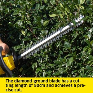 Karcher HGE 18-50 Cordless Hedge Trimmer in use.