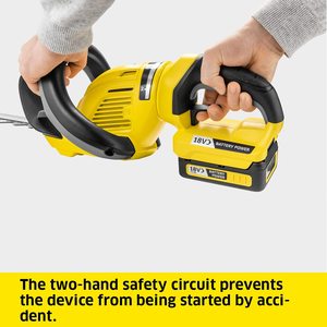 Karcher HGE 18-50 Cordless Hedge Trimmer is a two-handed tool.