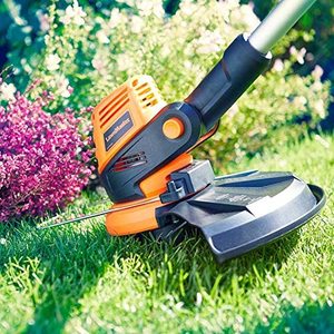 Close up view of the LawnMaster 24V 25cm Cordless Grass Trimmer.