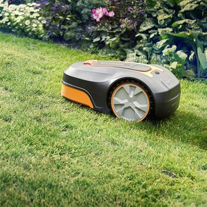 Lawnmaster L10 Robotic Lawnmower in use.