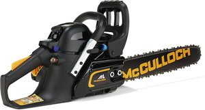 Rear view of the McCulloch CS35S Petrol Chainsaw.