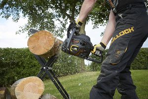 McCulloch CS42S Petrol Chainsaw in use.