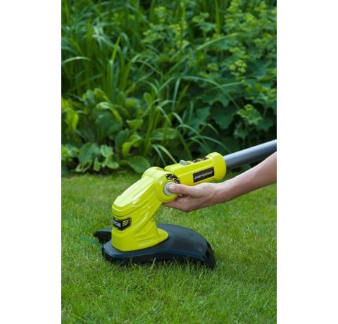 Using the Ryobi OLT1832 ONE+ Cordless Grass Trimmer in a horizontal position.