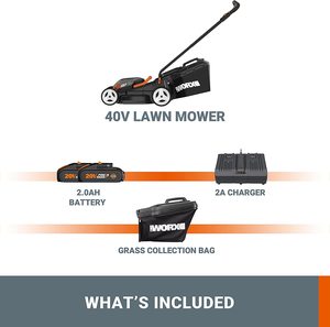WORX WG779E.2 Cordless Lawn Mower's accessories.