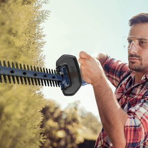 BLUE RIDGE Cordless Hedge Trimmer in use.