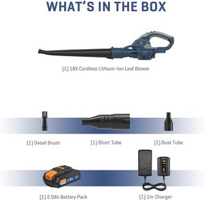 BLUE RIDGE Cordless Leaf Blower's accessories.