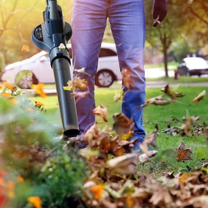 BLUE RIDGE Cordless Leaf Blower in use.