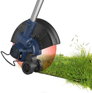 BLUE RIDGE Electric Grass Trimmer being used as an edger.