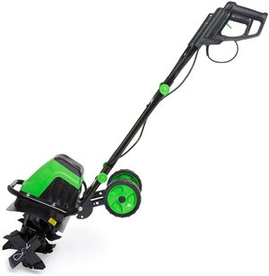 Side view of the BMC Electric Garden Tiller.
