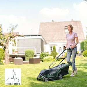 Bosch AdvancedRotak 36-650 Cordless Lawnmower in use.