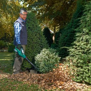 Bosch ALB 36 LI Cordless Leaf Blower in use.