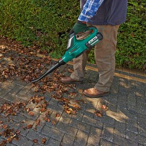 Bosch ALB 36 LI Cordless Leaf Blower in use.