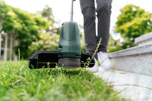 Close up view of the Bosch EasyGrassCut 26 Corded Grass Trimmer.