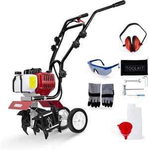 BU-KO 52cc Garden Petrol Tiller with accessories.