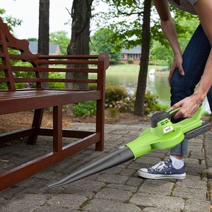 BUZZ Leaf Blower in use.