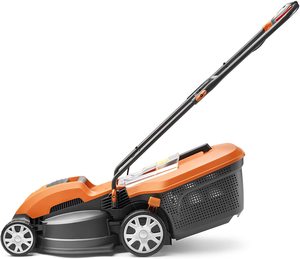 Side view of the Flymo Speedi-Mo 360VC Electric Rotary Lawn Mower.