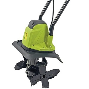 Close up view of the Garden Gear 1050W Electric Tiller.