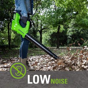 Greenworks Cordless Leaf Blower emits low noise.