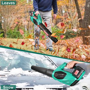 HYCHIKA Cordless Leaf Blower in use.