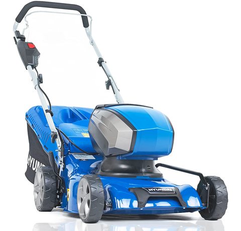 Hyundai HYM40Li420P 40V Rechargeable Lawn Mower Main view of the Hyundai HYM40Li420P 40V Rechargeable Lawn Mower.