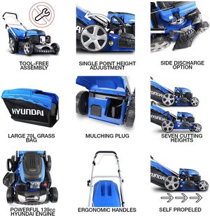 Hyundai HYM460SP Self-Propelled Petrol Lawnmower's features.