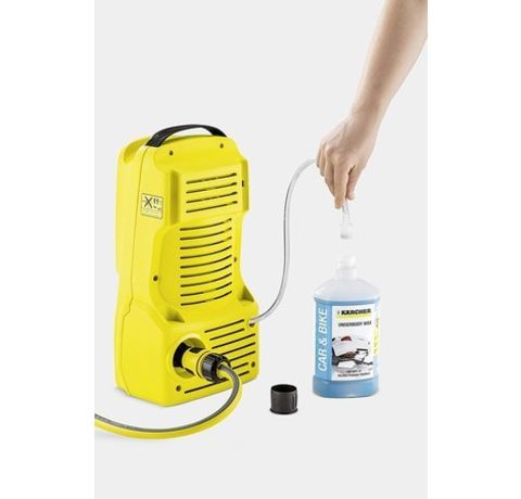 Karcher K2 Compact Pressure Washer utilising detergent.