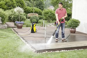 Karcher K7 Premium Full Control Plus Pressure Washer in use.