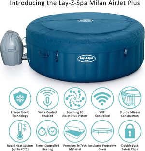 Lay-Z-Spa Milan Hot Tub's features.