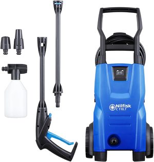 Nilfisk C110 Pressure Washer with accessories.