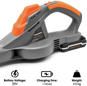 Close up view of the Terratek Cordless Leaf Blower.