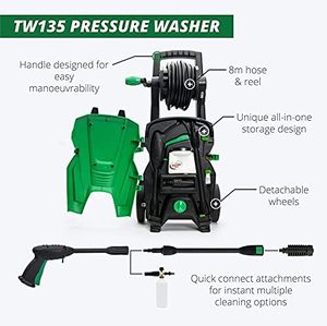 Turtle Wax TW135 Pressure Washer with annotations.