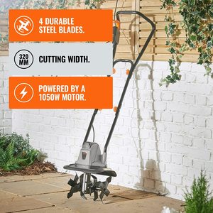 VonHaus 1050W Electric Tiller's features.