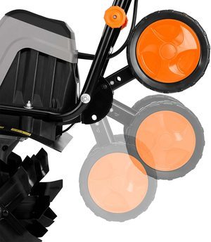 VonHaus 1400W Electric Tiller's adjustable wheels.