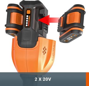 WORX WG184E Cordless Grass Trimmer's batteries.