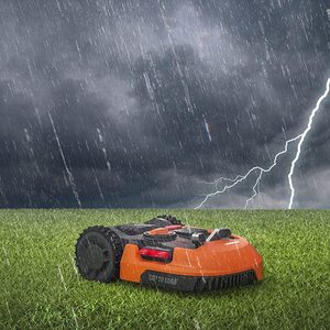 WORX WR143E M1000 Landroid Robotic Mower in wet conditions.